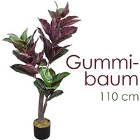 Gummibaum Kautschukbaum Kunstpflanze Künstliche Pflanze 110 cm Kunstblume Innendekoration Kunst Pflanze wie echt im Topf Decovego von DECOVEGO