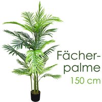 Künstliche Palme Pflanze Kunstpflanze Palmbaum Fächerpalme Deko Kunstbaum Zimmerpflanze künstlich im Kunststofftopf Plastikpflanze 150 cm Decovego von DECOVEGO