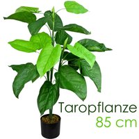 Kunstpflanze Künstliche Pflanze Aronstab Araceae Arum Taro künstlicher Baum Künstlich im Topf Plastik Pflanzen Zimmerpflanze wie Echt Deko 85 cm von DECOVEGO