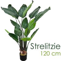 Strelitzie Strelizie Paradiesvogelblume Kunstpflanze Künstliche Pflanze 120 cm Kunstblume Innendekoration Kunst Pflanze wie echt im Topf Decovego von DECOVEGO