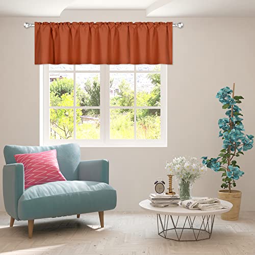 DECOVSUN Burnt Orange Volant – Rostvolant für Fenster, 254 x 45 cm, solide Verdunkelungsstange, Küche, kurzer Vorhang, Volant für Badezimmer, Wohnzimmer, Terrakotta von DECOVSUN