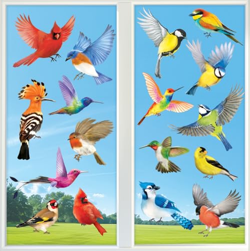 DECOWALL CDS4-9003 Fensteraufkleber Vögeln Haften Bunt wiederverwendbar um zu verhindern dass Glasscheiben fliegen Antikollisions Vogelschlag Tiere Heimdekoration von DECOWALL