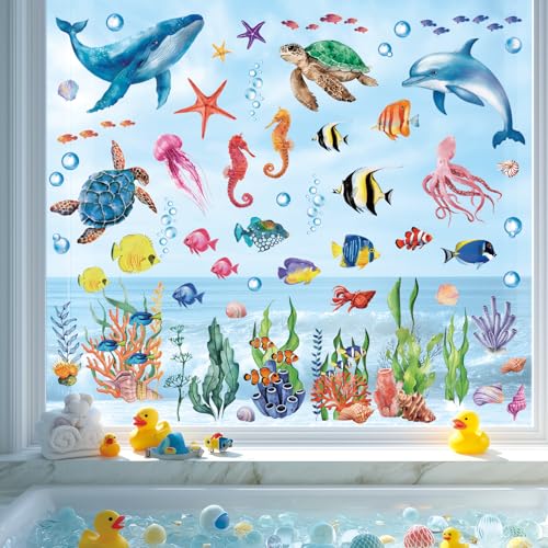 DECOWALL CDS9-9004 Meerestiere Haften Fensteraufkleber Meeresfisch bunte blaue Schildkröte Qualle wiederverwendbar wasserdicht Kinderzimmer Wohnzimmer Heimdekoration Badezimmer Tierbabys DECOWALL CDS9-9004 Meerestiere Haften Fensteraufkleber Meeresfisch bunte blaue Schildkröte Qualle wiederverwendbar wasserdicht Kinderzimmer Wohnzimmer Heimdekoration Badezimmer Tierbabys von DECOWALL