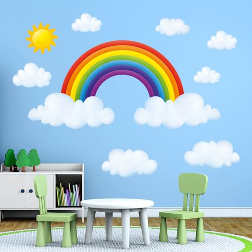 DECOWALL SG2-1713 Wolken und Regenbogen Wandtattoo Wandsticker Wandaufkleber Wanddeko für Wohnzimmer Schlafzimmer Kinderzimmer von DECOWALL