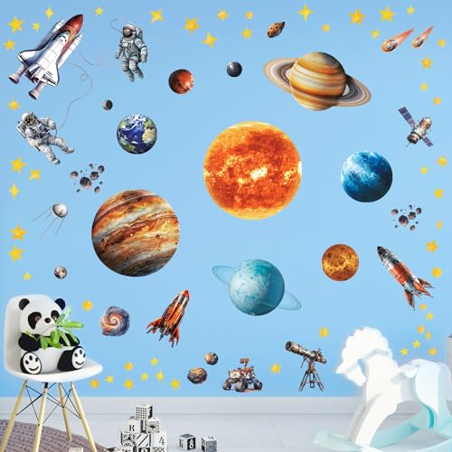 DECOWALL DS12-8077 Sonnensystem Planeten Wandtattoo Weltraum Wandsticker Platz Wandaufkleber Wanddeko für Schlafzimmer Kinderzimmer Babyzimmer von DECOWALL