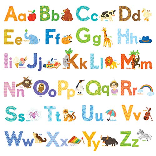 DECOWALL DW-1608S Aquarell Tiere Englisch Alphabet Wandtattoo Wohnzimmer Schlafzimmer Kinderzimmer von DECOWALL