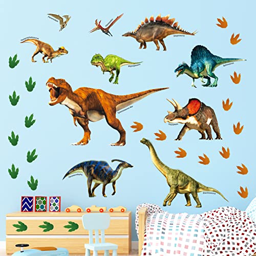 DECOWALL DS8-2012 33 Stück, 10 Dinosaurier Wandtattoo Dino Trex Wandsticker Wandaufkleber für Junge Jungenzimmer Kinder Kinderzimmer Schlafzimmer Wanddeko Babyzimmer Wohnzimmer von DECOWALL