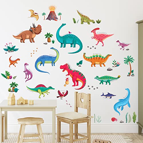 DECOWALL DS9-2115 16 Dinosaurier Wandtattoo Dino Trex Wandsticker Wandaufkleber für Junge Jungenzimmer Kinder Kinderzimmer Schlafzimmer Wanddeko Babyzimmer Wohnzimmer von DECOWALL