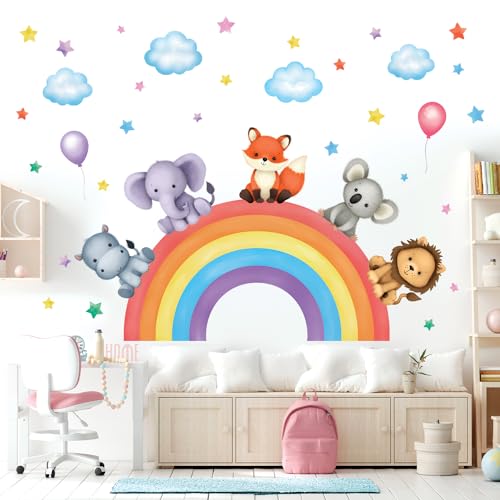 DECOWALL SG3-2318 Regenbogen Kinderzimmer Wandtattoo (146x100cm) Tiere Sterne Wandsticker Selbstklebend Wandtattoo, Wandaufkleber, Wanddeko für Kinder Babyzimmer Deko DECOWALL SG3-2318 Regenbogen Kinderzimmer Wandtattoo (146x100cm) Tiere Sterne Wandsticker Selbstklebend Wandtattoo, Wandaufkleber, Wanddeko für Kinder Babyzimmer Deko von DECOWALL