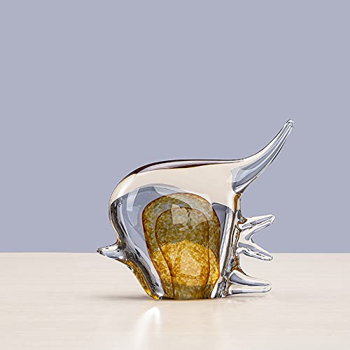 DECRZPB Glasfigur gelber tropischer Fisch handgefertigt geblasenes Kristallglas Briefbeschwerer glasierte Kunst für Tischdekoration Heimdekoration von DECRZPB