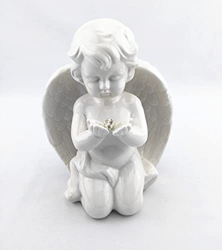 DECRZPB Keramikornament Weißer Engel handgefertigte Skulptur Gartenkunst Dekoration für das Home Office Geschenk von DECRZPB