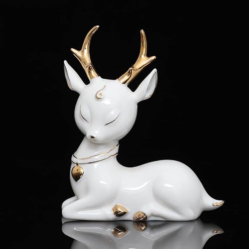 DECRZPB Keramikornament weißer Hirsch handgefertigte Skulptur Kunst Heimdekoration Büro Hochzeitsgeschenk von DECRZPB