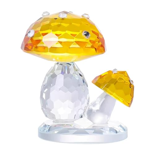 DECRZPB Kristall Figur Gelb Pilz Ornament Glas Geburtstag Hochzeit Geschenk Wohnen Esstisch Dekor von DECRZPB