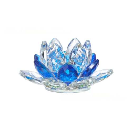 DECRZPB Kristall Figurine Blau Lotus Ornament Blumen Glas Geburtstag Hochzeit Geschenk Wohnen Esstisch Dekor von DECRZPB