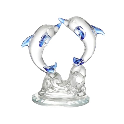 DECRZPB Kristall-Ornament Delfin künstliche Glasfigur handgefertigt Weihnachten Geburtstag Hochzeit Geschenk Heimdekoration von DECRZPB
