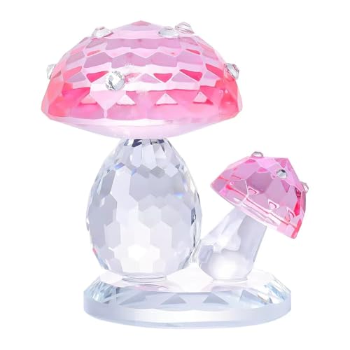 DECRZPB Kristall Ornament Rosa Pilz Künstliche Glas Figurine Handgemachte Geburtstag Hochzeit Geschenk Dekor von DECRZPB