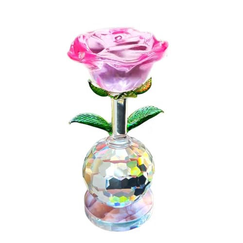 DECRZPB Kristall Ornament Rosa Rose Künstliche Glas Blumen Figurine Handgemachte Geburtstag Hochzeit Geschenk Dekor von DECRZPB