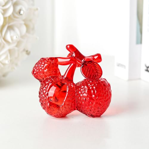 DECRZPB Kristall Ornament Rot Litschi Künstliche Glas Figurine Handgemachte Geburtstag Hochzeit Geschenk Dekor von DECRZPB