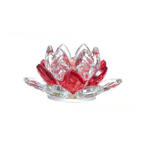 DECRZPB Kristall Ornament Rot Lotus Künstliche Glas Blumen Figurine Handgemachte Geburtstag Hochzeit Geschenk Dekor von DECRZPB