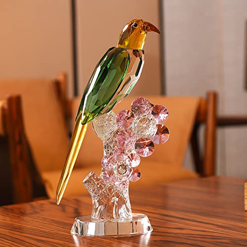 DECRZPB Kristallornament Grüne Elster Vogel Blume Künstliche Glasfigur Handarbeit Weihnachten Geburtstag Hochzeitsgeschenk Tisch Heimdekoration von DECRZPB