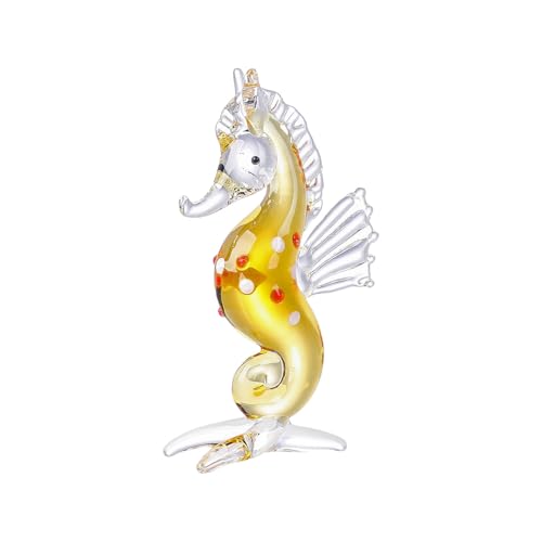 DECRZPB Kristallornament gelbes Seepferdchen Glasfigur handgefertigt Skulptur Kunstgeschenk zum Geburtstag Heimdekoration von DECRZPB