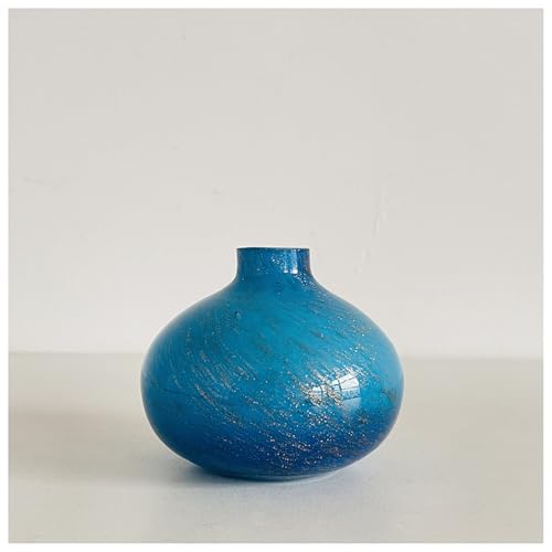 Glasvase Blau Handgefertigte Skulptur Geblasene Kunst Tischplatte Pflanze Blume Behälter Handwerk Dekor Geschenk von DECRZPB