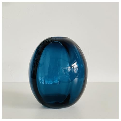 Glasvase Blau Handgefertigte Skulptur Geblasene Kunst Tischplatte Pflanze Blume Behälter Handwerk Dekor Geschenk von DECRZPB