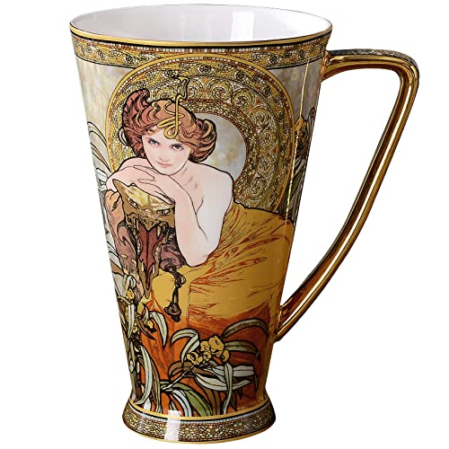 DECRZPB Keramik-Kaffeetasse Alphonse Maria Mucha Porträt einer Frau Teetasse Keramik Kaffeetasse Milchsaftbecher Geburtstagsgeschenk für Büro und Zuhause von DECRZPB