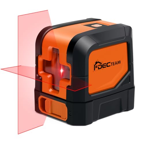 40M Kreuzlinienlaser Selbstnivellierend, DECTEAM Kreuzlaser Baulaser Rot Linienlaser, Vertikale/Horizontale Laser Wasserwaage, IP54 Staub, 2*AA Batterien & Schutztasche, Laser Level M9011RC von DECTEAM