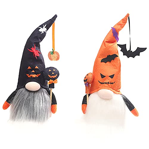 DEDEMCO 2 Stück Halloween Zwerg Dekoration Zwerge Plüsch Dekor mit Hexe Umhang Hut, Zwerge Plüsch Elfe Zwerg Home Haushalt Ornamente mit Lampe gesichtslose alte Mann Puppe von DEDEMCO