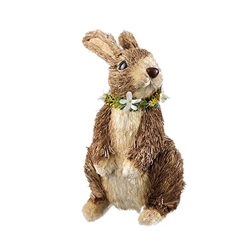 DEDEMCO Osterhasen-Figur aus Stroh, stehender Hase, für Tischdekoration, 20,3 cm, Frühlingshase, Spielzeug, Puppe, Ostern, Strohhase, Ornament für Schreibtisch, Ostern, Heimdekoration von DEDEMCO