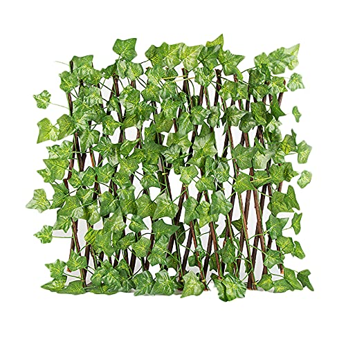 DEDEMCO Simulation Garten Hof Sichtschutzzaun, Erweiterbar Blatt Winddicht Holzzaun, Kunststoff Spalier Sichtschutzzaun für Outdoor Garten Fenster Treppen Terrasse Treppen Wände von DEDEMCO