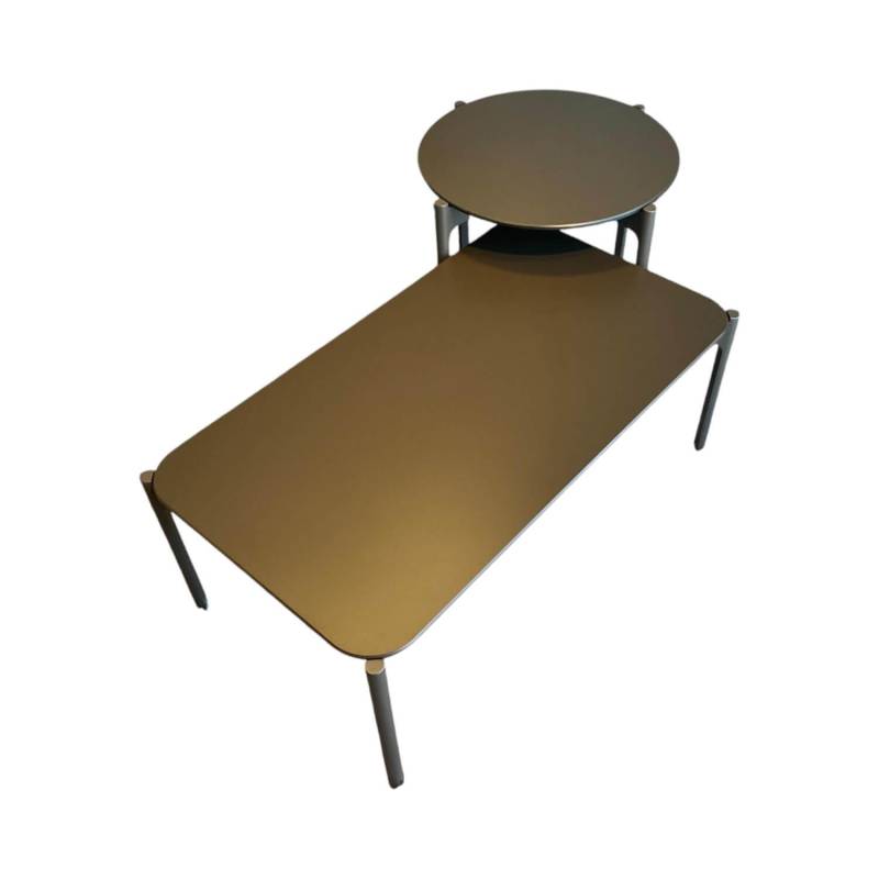 2er Set Couchtisch Izon Platte HPL Black Pepper Schwarz Gestell ALuminium Pulver... von DEDON