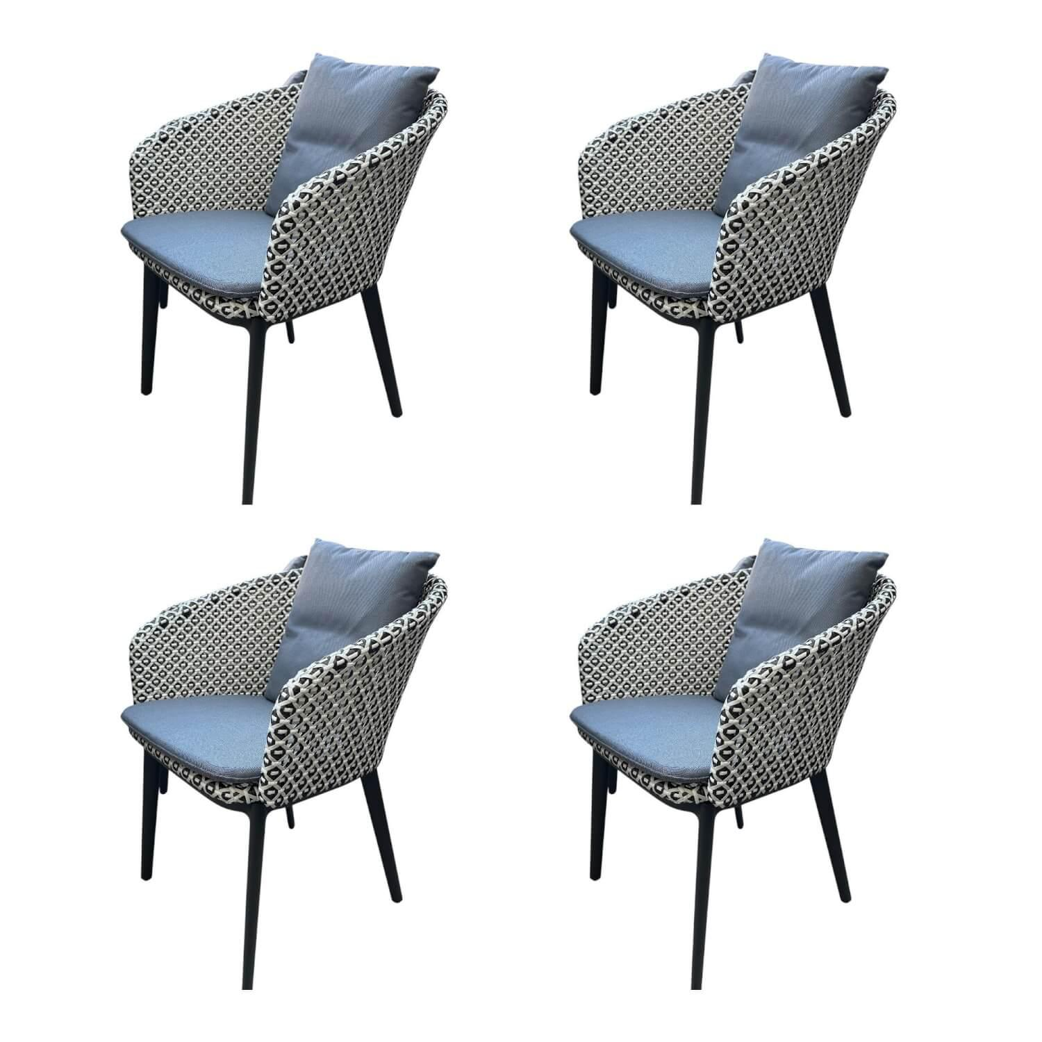 4er Set Armlehnstuhl MBrace Rücken Fasergeflecht Pepper Weiß Schwarz Gestell Alu... von DEDON