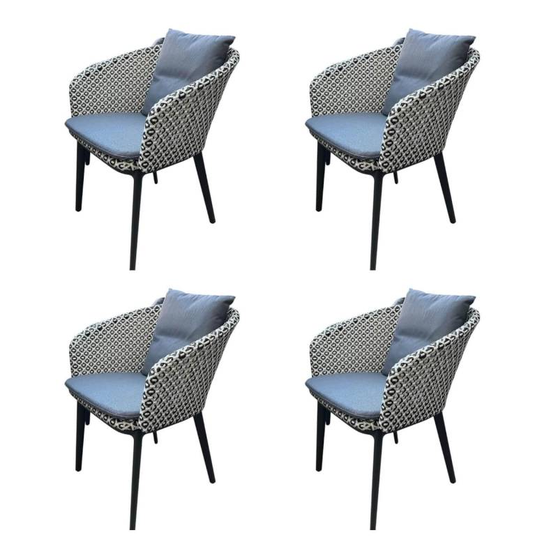 4er Set Armlehnstuhl MBrace Rücken Fasergeflecht Pepper Weiß Schwarz Gestell Alu... von DEDON