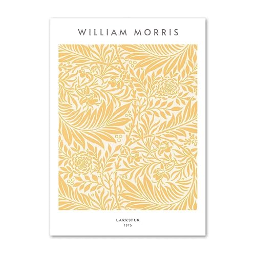 William Morris Poster und Drucke mit gelbem Blatt, minimalistische Wandkunst, Klassische Pflanzen-Leinwandmalerei, ästhetische Bilder für Heimdekoration, 50 x 70 cm x 1, ohne Rahmen von DEEBOW