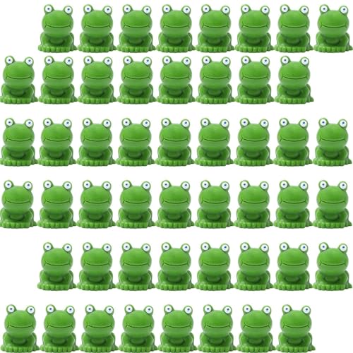 50 Stück Mini Harz Frosch Figuren, Fairy Garden Miniatur Moos Landschaft, DIY Craft Zubehör für Frosch Kuchen Topper Mini Figuren Kleine Frösch für Aquarium Garten Landschaft von DEECOZY