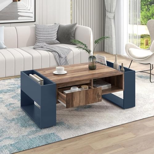 DEECOZY Moderner Couchtisch aus Holzmaserung in Holzfarbe + Grauschwarz, Sofatisch mit Schublade, Grifflosem Stauraum, doppelseitigem Staufach und Heckstaufach – Wohnzimmertisch mit viel Stauraum DEECOZY Moderner Couchtisch aus Holzmaserung in Holzfarbe + Grauschwarz, Sofatisch mit Schublade, Grifflosem Stauraum, doppelseitigem Staufach und Heckstaufach – Wohnzimmertisch mit viel Stauraum von DEECOZY