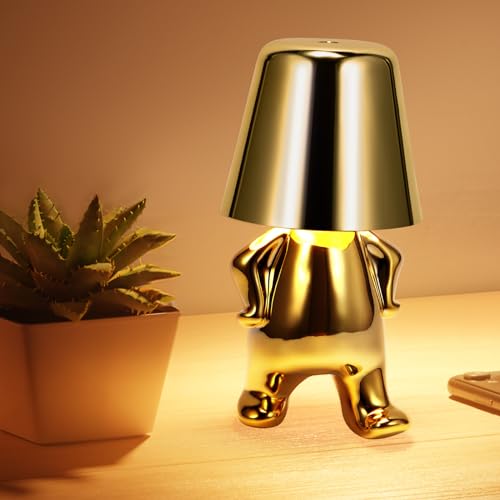 DEECOZY Nachttischlampe,Nachttischlampe Touch Dimmbar Led Thinker Golden Statue Tischlampe,Helligkeitsstufe 3 Tischlampe Dimmbar,USB-Tischlampe Kabellos Geeignet Für Schlafzimmer Büro,Wohnzimmer von DEECOZY