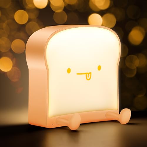 DEECOZY Niedliche Nachtlichter für Schlafzimmer, Toast-Nachtlicht Brotlampe Nachtlicht mit wiederaufladbarem USB Kleinkinder LED-Tischlampe Schlafzimmerdekoration für Teenager Kinder Studenten von DEECOZY