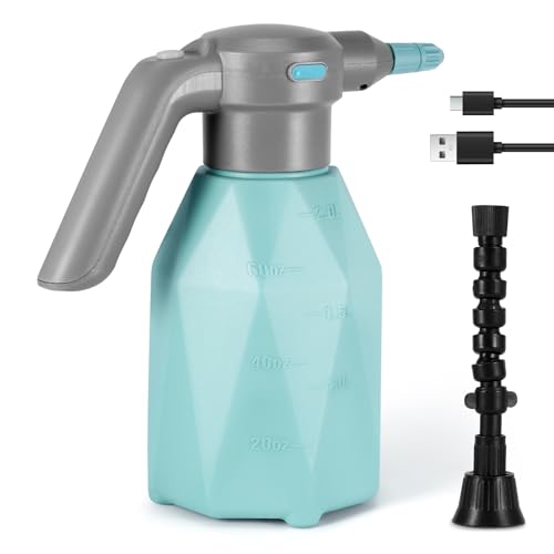 Elektrische Sprühflasche Pflanzennebel, 2L Wiederaufladbarer Elektrischer Wassersprüher, Automatische Gießkanne Batteriebetrieben mit verstellbarem Auslauf für Garten, Düngen, Reinigen von DEECOZY