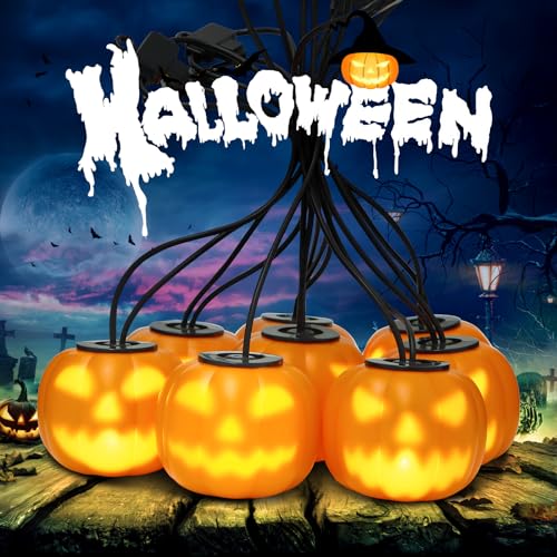 Halloween LED Lichterkette, Kürbis LED Lichterkette 8 LED Halloween Lichterketten Batterie Kürbis Lichterkette Kürbis Lichter Halloween Pumpkin Halloween Weihnachtensfeiertag Party von DEECOZY