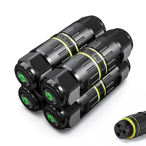 Kabelverbinder Wasserdicht, 4 Stücke IP68 Wasserdichte Kabelverbinder Kabelverbinder Wasserdicht 3 Polig Erdkabel Verbinder Wasserdicht für Ø5-9mm Kabeldurchmesser Kabelverbinder 3 Polig für Outdoor Kabelverbinder Wasserdicht, 4 Stücke IP68 Wasserdichte Kabelverbinder Kabelverbinder Wasserdicht 3 Polig Erdkabel Verbinder Wasserdicht für Ø5-9mm Kabeldurchmesser Kabelverbinder 3 Polig für Outdoor von DEECOZY