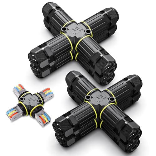 Zehn-Typ-4-Wege Wasserdicht, 4 Stücke IP68 Wasserdichte Kabelverbinder Kabelverbinder Wasserdicht 3 Polig Erdkabel Verbinder Wasserdicht für Ø5-9mm Kabeldurchmesser Kabelverbinder 3 Polig für Outdoor von DEECOZY