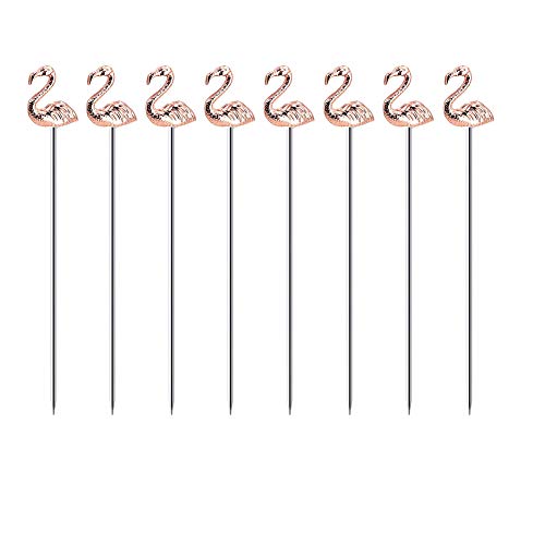 Flamingo Martini Cocktail Picks Wiederverwendbare Olivenspieße Garnierspieß Obst Zahnstocher 8 Stück (Rose Gold Flamingo) von DEEKOUDT