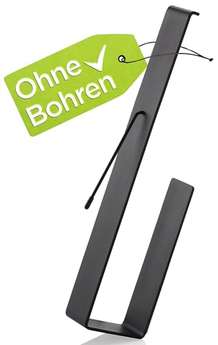 DEELIA® Küchenrollenhalter Schwarz, ohne Bohren, Klebemontage am Unterschrank oder an der Wand, Edelstahl Matt, ideal auch für Wohnmobile von DEELIA