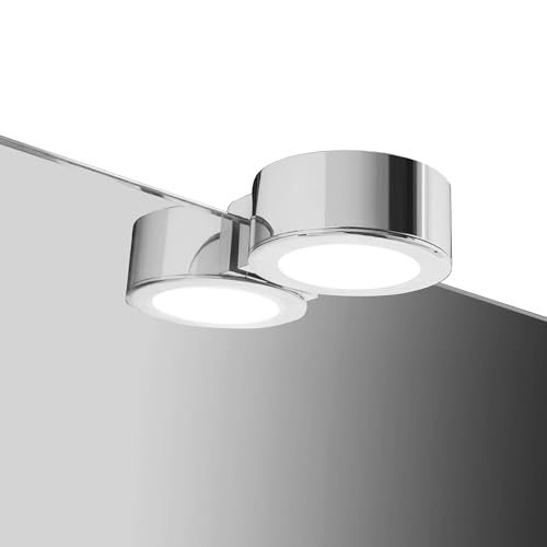 DEELUX LED Spiegelleuchte bad,2W Ø6.5CM 200lm IP44 Spiegellampe Warmweiß 3000k,Spiegel Beleuchtung Kann auf den Spiegel Geklebt Werden,LED Badspiegelleuchten 230V von DEELUX