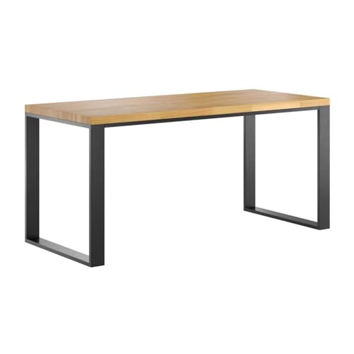 DEERHORN Schreibtisch mit Holzplatte Loft-Schreibtisch aus Eiche mit Metallbeinen Bürotisch Computertisch Verschiedene Abmessungen von 140 bis 200/70 cm von DEERHORN MEBLE LOFTOWE