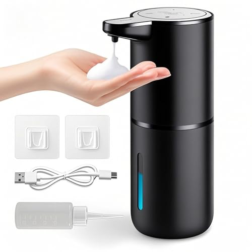 Automatischer Schaumseifenspender, 400 ML, Wandmontage, Stanzfrei, 5 V Mit Wiederaufladbarem USB-Anschluss, 4 Stufen Einstellbar, Geeignet FüR Badezimmer Und KüChe,Black Automatischer Schaumseifenspender, 400 ML, Wandmontage, Stanzfrei, 5 V Mit Wiederaufladbarem USB-Anschluss, 4 Stufen Einstellbar, Geeignet FüR Badezimmer Und KüChe,Black von DEEguess