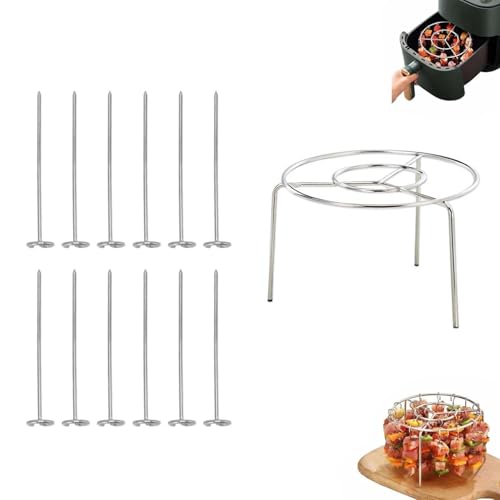 DEEguess Air Fryer Grill Rack, Vertikale Kebab SpießE, Edelstahl Mit Runden HäNgenden Multifunktionalen Kebab Rack, Perfekt FüR BBQ Home KüChe,Twelve DEEguess Air Fryer Grill Rack, Vertikale Kebab SpießE, Edelstahl Mit Runden HäNgenden Multifunktionalen Kebab Rack, Perfekt FüR BBQ Home KüChe,Twelve von DEEguess